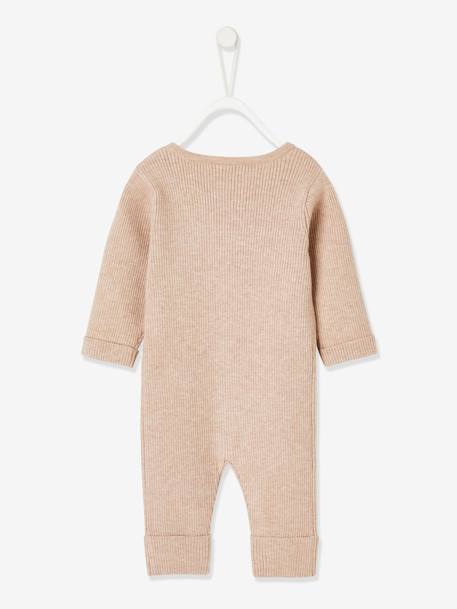 Combinaison en côtes bébé manches longues beige chiné+encre+gris chiné 3 - vertbaudet enfant 