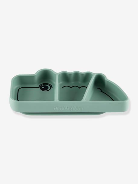 Assiette Stick&Stay Croco en silicone DONE BY DEER VERT 2 - vertbaudet enfant 