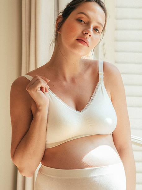 Brassière de grossesse et d’allaitement sans coutures Organic CACHE COEUR naturel+ROSE 1 - vertbaudet enfant 