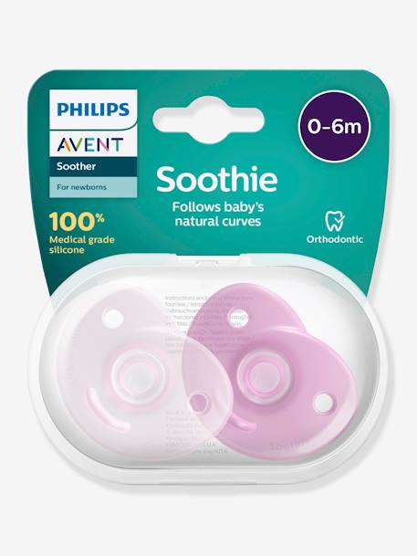 Lot de 2 sucettes nouveau-né Philips AVENT Soothie Cœur Bleu clair + bleu+Rose pâle + rose framboise 12 - vertbaudet enfant 