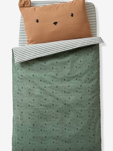 Taie d'oreiller bébé ourson GREEN FOREST marron 1 - vertbaudet enfant 