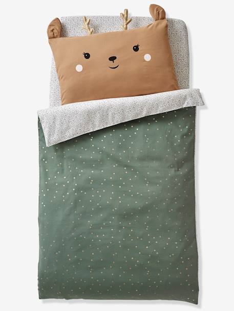 Taie d'oreiller bébé biche GREEN FOREST beige 2 - vertbaudet enfant 