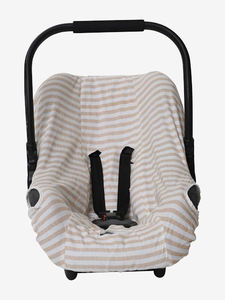 Housse élastiquée pour siège coque 0+ ivoire rayé+marine imprimé étoiles+rayé beige+rose thé 10 - vertbaudet enfant 