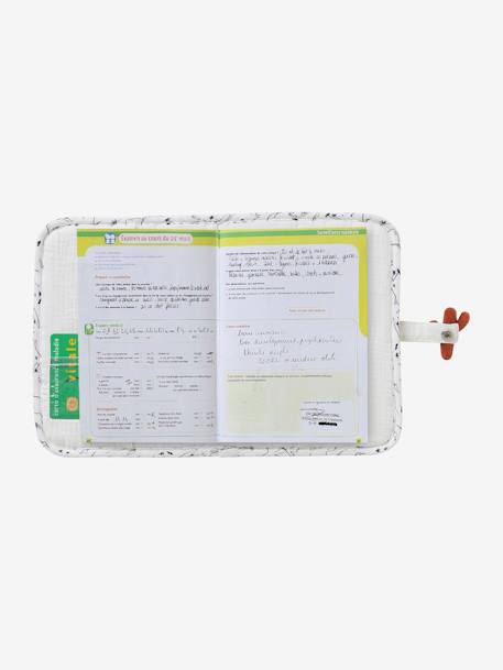 Protège carnet de santé en gaze de coton blanc sahara+ivoire imprimé géométriques 3 - vertbaudet enfant 