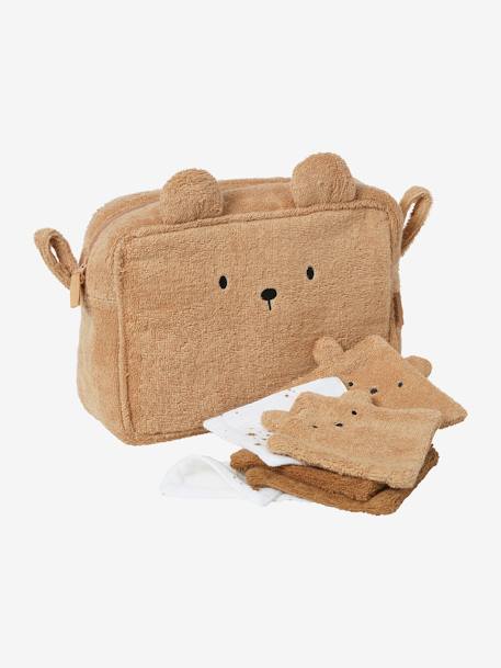 Trousse de toilette Ourson en éponge caramel 2 - vertbaudet enfant 