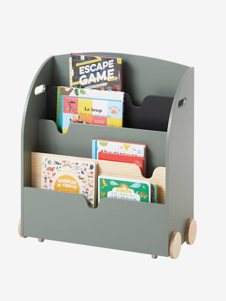 Etagère pour livres à roulettes LIGNE SCHOOL blanc+Rose+Vert 10 - vertbaudet enfant 