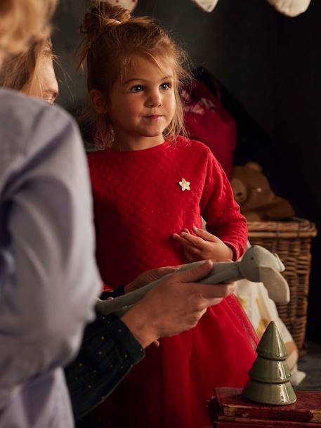 Robe de Noël fille bi-matière encre+rouge brique+vert 13 - vertbaudet enfant 