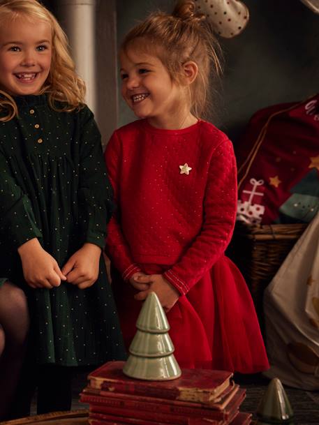 Robe de Noël fille bi-matière encre+rouge brique+vert 11 - vertbaudet enfant 