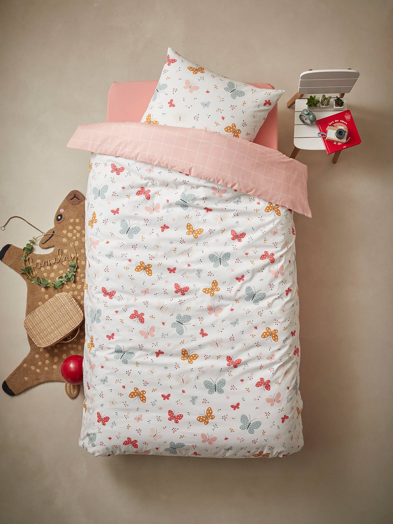 Housse de couette enfant Rose Parure de lit enfants vertbaudet