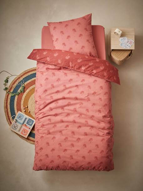 Parure Housse De Couette Taie D Oreiller Enfant Palmiers Terracotta Vertbaudet