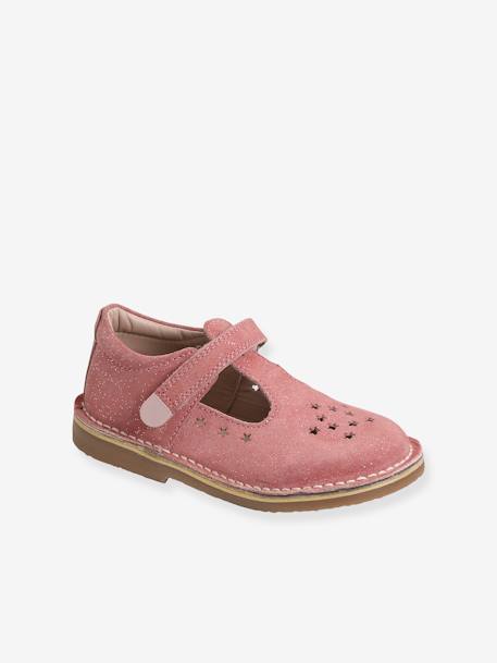 Salomés cuir fille collection maternelle écru+or+rose 11 - vertbaudet enfant 