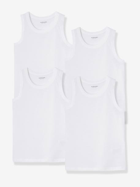 Lot de 4 débardeurs garçon BASICS blanc 1 - vertbaudet enfant 