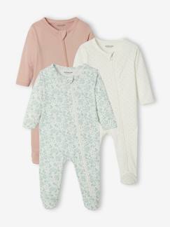 Bébé-Pyjama, surpyjama-Lot de 3 pyjamas bébé en jersey ouverture zippée BASICS