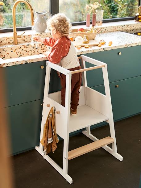 Tour d'Apprentissage - Escabeau stable pour enfant - Idéal comme aide de cuisine blanc/bois 3 - vertbaudet enfant 