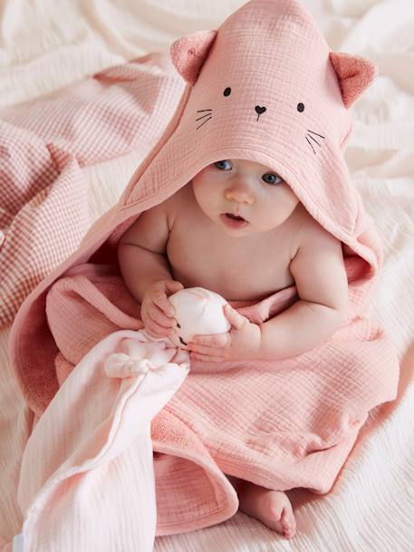 Bébé-Cape, peignoir de bain-Cape de bain + gant en gaze de coton bio*,