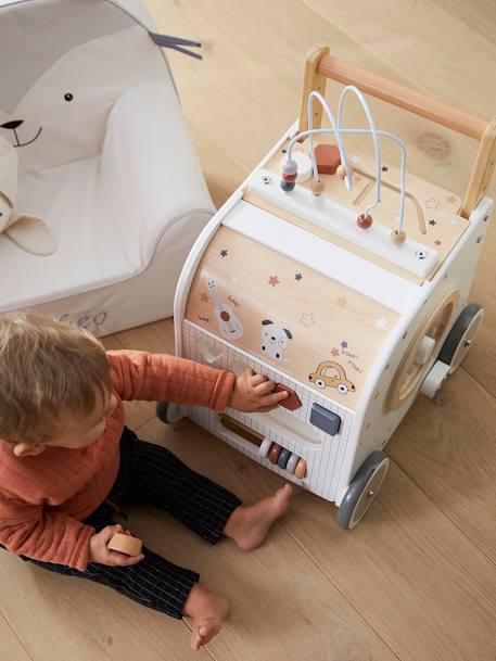 Chariot de marche cube d'activités avec freins en bois FSC® multicolore 5 - vertbaudet enfant 