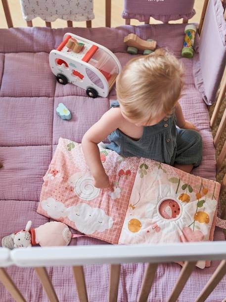 Grand livre d'éveil et marionnettes à doigts en velours PAYS ROSE multicolore 6 - vertbaudet enfant 