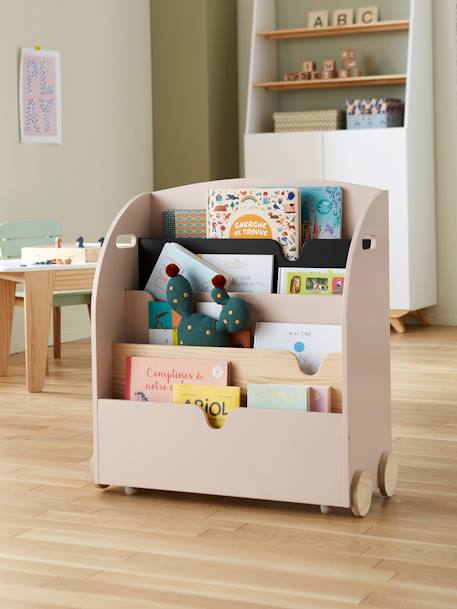 Etagère pour livres à roulettes LIGNE SCHOOL blanc+Rose+Vert 8 - vertbaudet enfant 