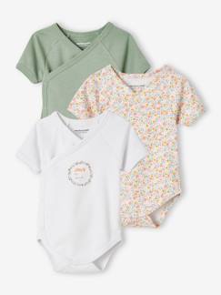 Lot de 3 bodies fleurs manches courtes bébé ouverture naissance  - vertbaudet enfant