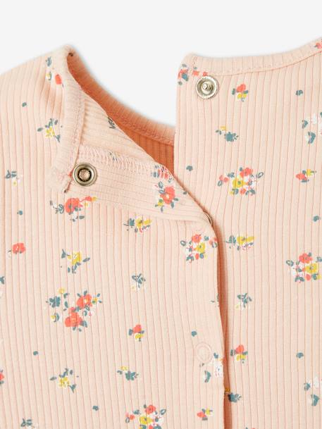 T-shirt à fleurs en maille côtelée bébé rose grisé imprimé 3 - vertbaudet enfant 