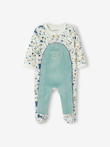 Pyjama Bebe Garcon En Velours Ouverture Pont Ivoire Imprime Vertbaudet