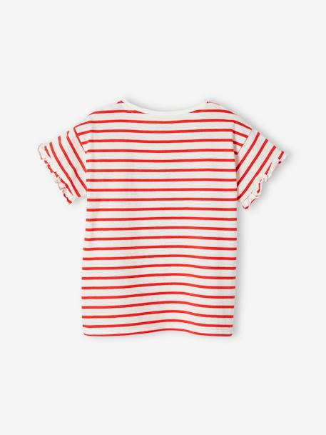 Tee-shirt rayé avec coeur en sequins fille bleu ciel+écru rayé+marine+rayé bleu 6 - vertbaudet enfant 