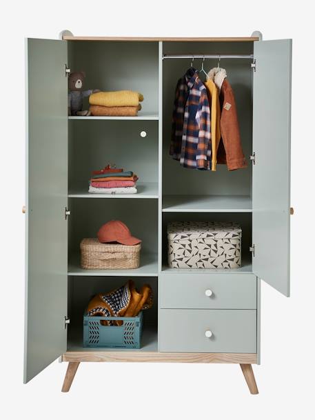 Armoire 2 portes LIGNE CONFETTI blanc+Vert 18 - vertbaudet enfant 