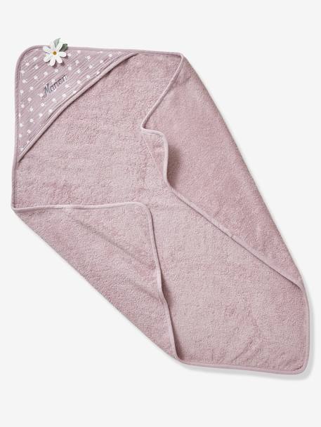 Cape de bain bébé personnalisable DOUCE PROVENCE parme / écru 2 - vertbaudet enfant 