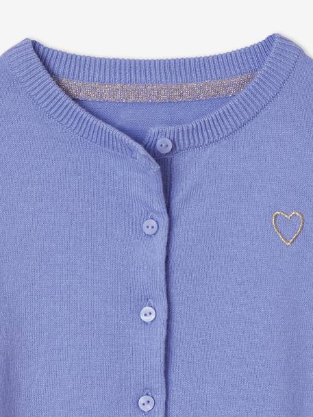 Gilet boléro Basics fille broderie coeur irisée lavande 3 - vertbaudet enfant 