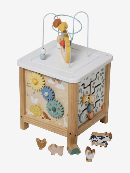 Grand cube d'activités en bois FSC® Beige LOVELY FARM+Les amis de la forêt+rose 3 - vertbaudet enfant 