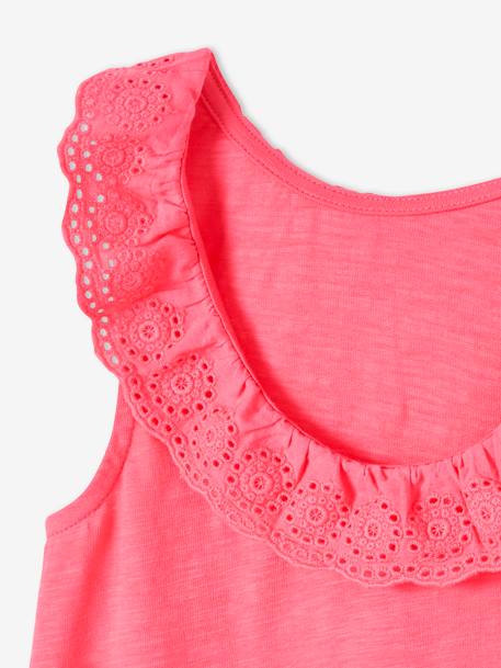 Débardeur fille col volanté en broderie anglaise corail 3 - vertbaudet enfant 