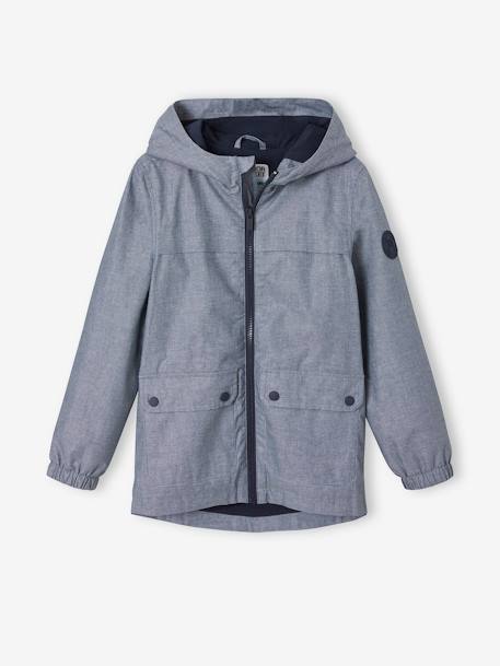 Coupe-vent à capuche garçon en chambray déperlant CHAMBRAY 1 - vertbaudet enfant 