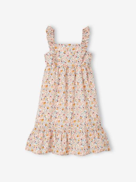 Robe à bretelle volantées fille ecru imprimé fleurs bleues+ivoire imprimé+jaune curry imprimé 7 - vertbaudet enfant 