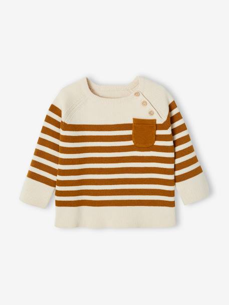 Pull marinière bébé caramel rayé+encre rayé+ivoire rayé 1 - vertbaudet enfant 