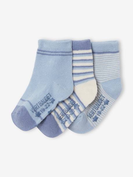 Lot de 3 paires de chaussettes rayées bébé garçon BASICS  - vertbaudet enfant