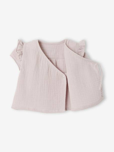 Brassière naissance en gaze de coton bébé écru+lilas 5 - vertbaudet enfant 