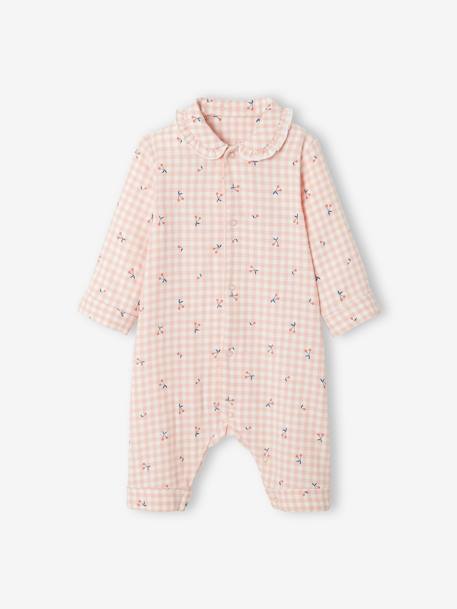 Pyjama bébé en flanelle de coton ouverture naissance carreaux rose thé 3 - vertbaudet enfant 