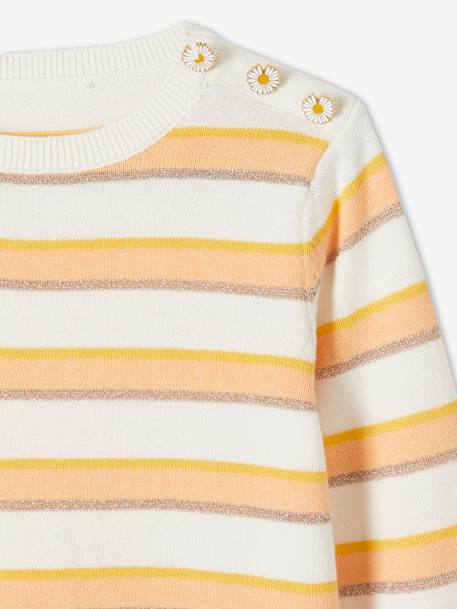 Pull à rayures irisées fille jaune curry rayé 3 - vertbaudet enfant 