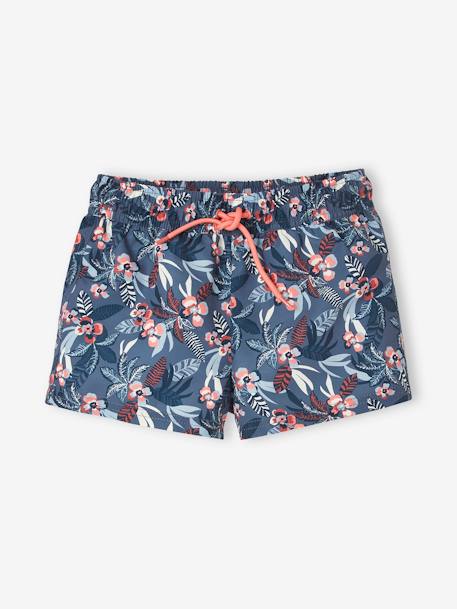 Short de bain motifs tropiques fille bleu imprimé 2 - vertbaudet enfant 