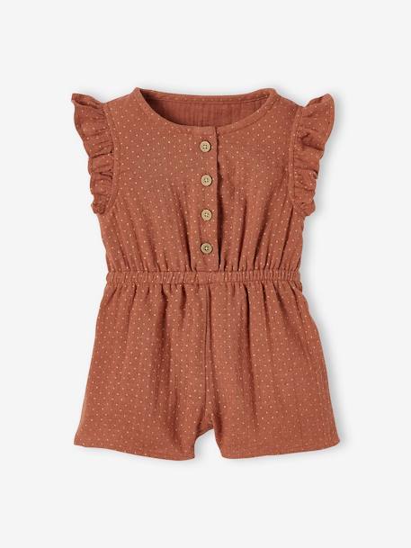 Combi-short en gaze de coton bébé terracotta imprimé 2 - vertbaudet enfant 