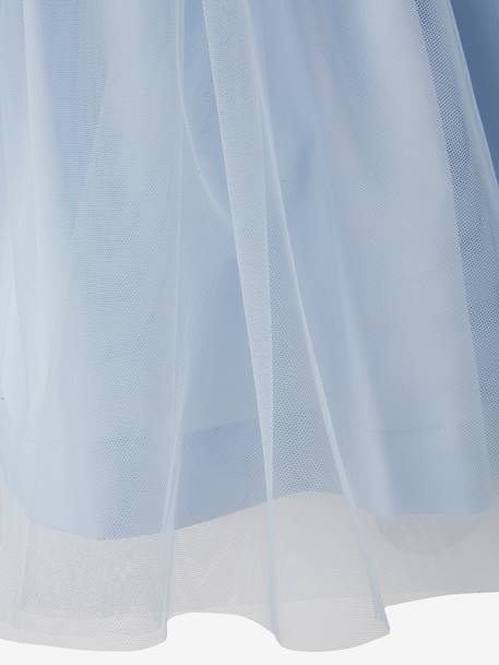 Robe de cérémonie fille en satin et tulle blanc+bleu ciel+Rose poudré 9 - vertbaudet enfant 