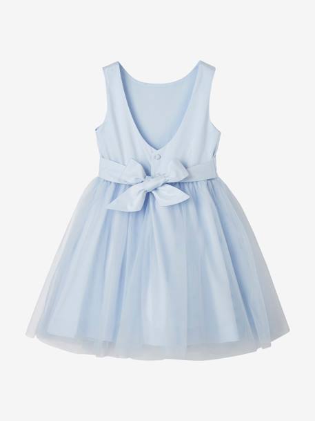 Robe de cérémonie fille en satin et tulle blanc+bleu ciel+Rose poudré 7 - vertbaudet enfant 