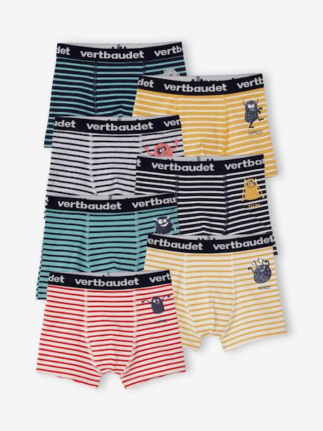 Lot de 7 boxers stretch garçon semainier monstres Lot ivoire rayé 1 - vertbaudet enfant 