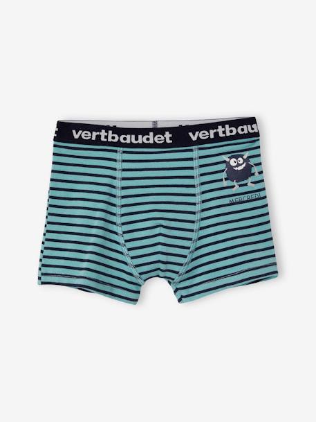 Lot de 7 boxers stretch garçon semainier monstres Lot ivoire rayé 4 - vertbaudet enfant 