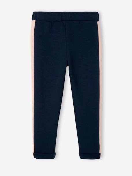 Pantalon de sport fille en molleton bandes côtés marine+PRUNE - 19-2024 TCX+rose 3 - vertbaudet enfant 