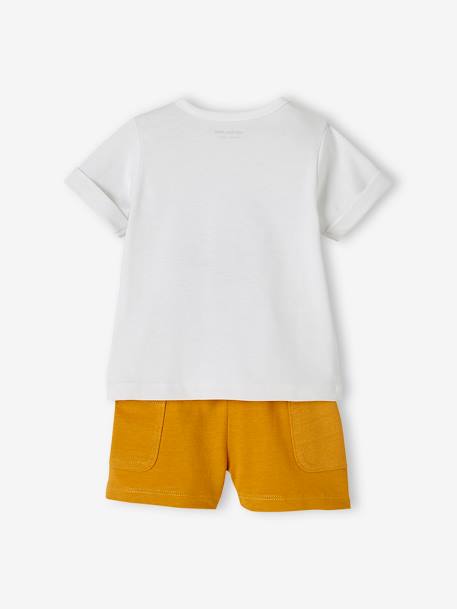 Ensemble T-shirt imprimé + short baggy bébé blanc+kaki 6 - vertbaudet enfant 