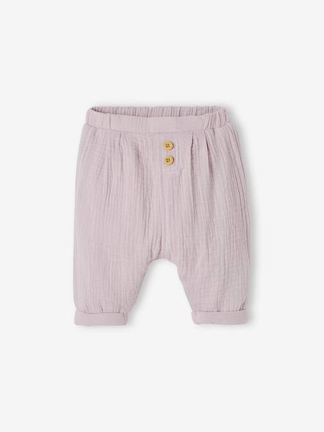 Brassière naissance en gaze de coton bébé écru+lilas 6 - vertbaudet enfant 