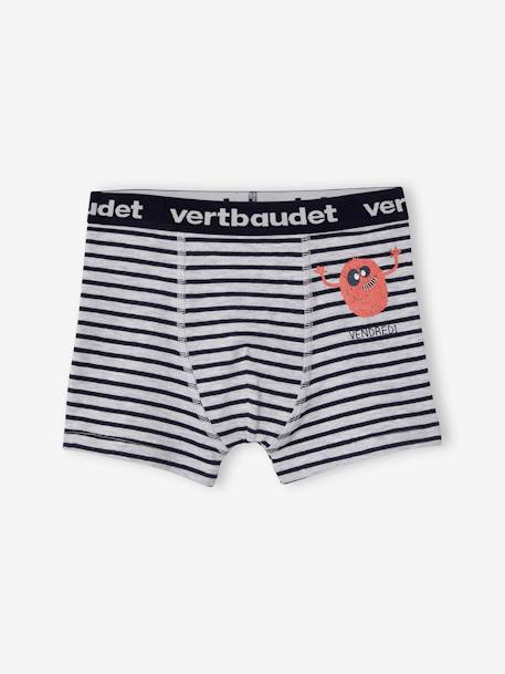 Lot de 7 boxers stretch garçon semainier monstres Lot ivoire rayé 6 - vertbaudet enfant 