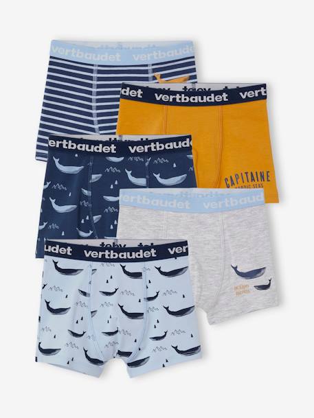 oeko-tex-Garçon-Sous-vêtement-Lot de 5 boxers stretch garçon baleines