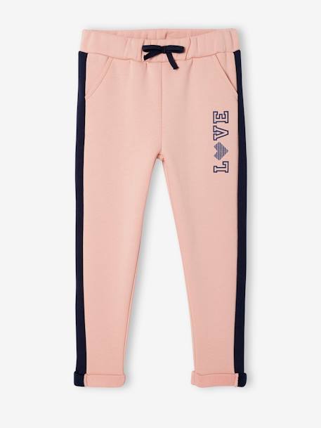 Fille-Vêtements de sport-Pantalon de sport fille en molleton bandes côtés